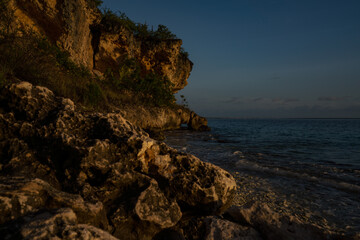 Sunset rocks beach Bonaire Caribbean sea