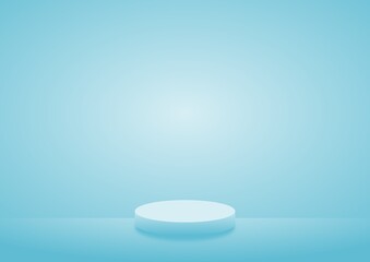 Modern blue minimalist background and scene with podium for product placement, product display, or showcase.