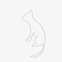 Catsilhouette line drawing, vector illustration