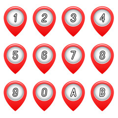 The numbers on the map arrows. Vector illustration.