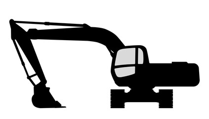 The silhouette of the excavate on a white background.