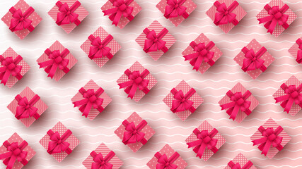 Happy Valentine's day background with heart balloon and present composition for banner, poster or greeting card. vector illustration