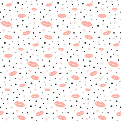 Seamless pattern with kissing lips