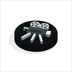 Film camera movie camera 3d isometric icon vector illustration design
