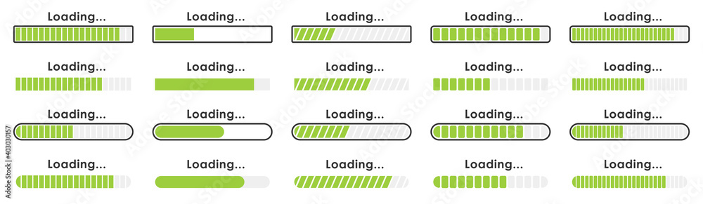 Poster big set loading icons. loading. load. progress bar for upload download round process. website loadin