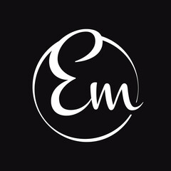 Initial EM Script Letter Type Logo Design With Modern Typography Vector Template. Creative Script Letter EM Logo Design