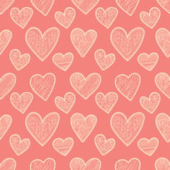 Seamless pattern Valentines Day theme. doodle hand drawn with heart shape.