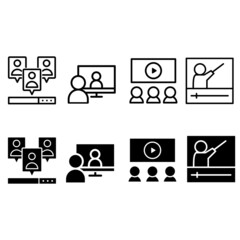 Online learning vector icon set. web seminar illustration sign collection. study symbol.