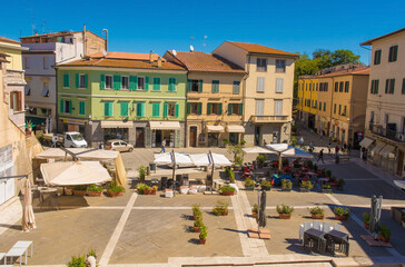 The historic Piazza del Sale square in central Grosseto in Tuscany, Italy. Viewed from the city...