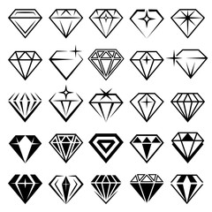 Jewelry set. Stylized diamonds collection recent vector black symbols. Diamond stylized, jewelry luxury, jewel collection illustration