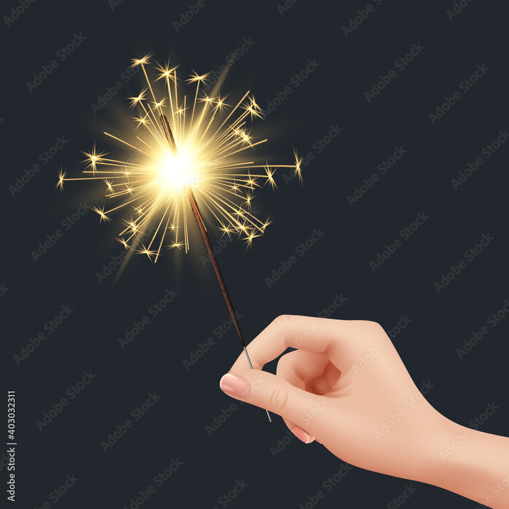 Canvas Prints bengal light in hand. xmas celebration fireworks birthday glow sparks decent vector realistic templa