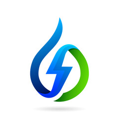 droplet thunder light logo concept