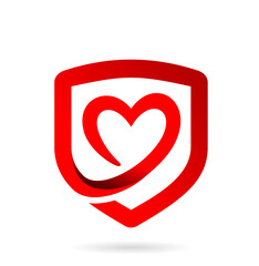 love,heart logo in shield concept