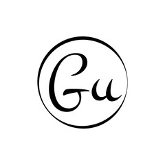 Initial GU Script Letter Logo Creative Typography Vector Template. Creative Script Letter GU logo Design