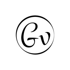 Initial GV Script Letter Logo Creative Typography Vector Template. Creative Script Letter GV logo Design