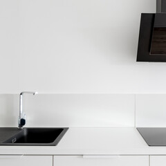 Black details in minimalist kitchen