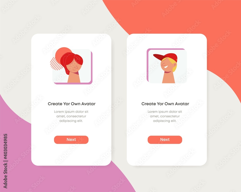 Poster creating an avatar in social networks. new web account profile with gender and appearance selection 