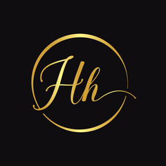 HH Script Logo Design Vector Template. Initial Calligraphy Letter HH Vector Illustration