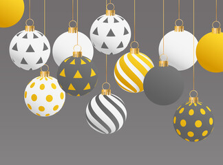 Abstract realistic 3D Christmas balls background vector illustration