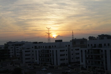 Fototapeta na wymiar the sunset at rosh ha'ain israel psagot afek