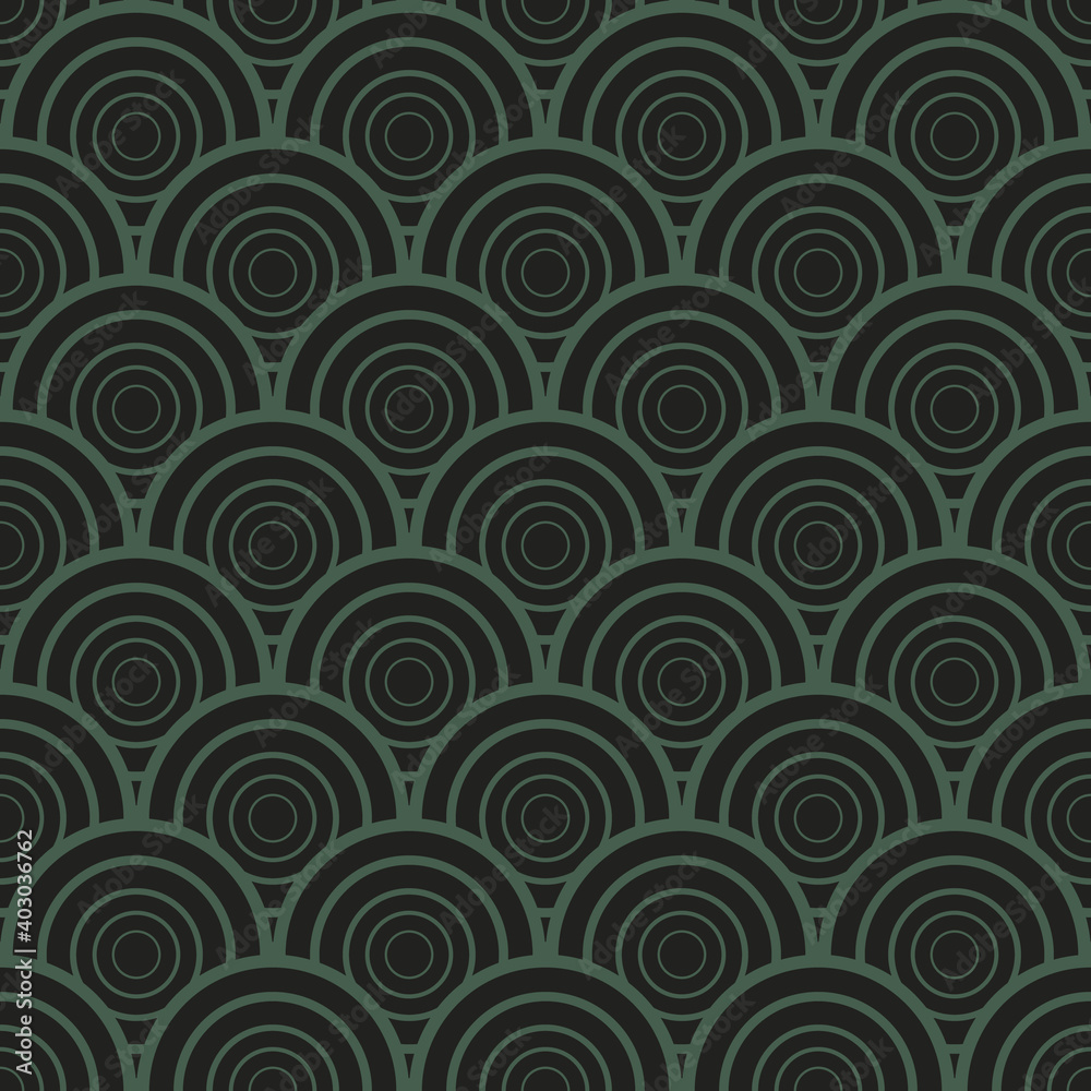 Aufkleber seamless vintage pattern of overlapping shells in art deco style.