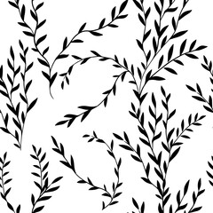 Seamless monochrome floral background. Vector illustration