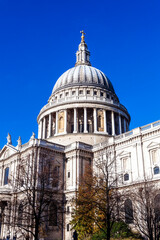 Fototapeta na wymiar St Paul’s Cathedral in London England UK built by Sir Christopher Wren which a popular tourism travel destination visitor landmark of the city stock photo image