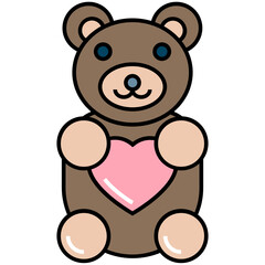 Teddy Bear Love and Romance Symbol, Stuff Toys Concept Vector Icon Design, Valentine Day Sign
