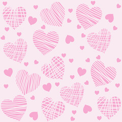 Seamless pattern with drawing hearts