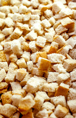 Pile of homemade bread croutons