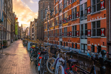 Downtown Amsterdam city skyline. Cityscape  in Netherlands