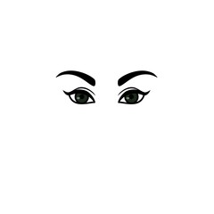 Illustration of a sexy woman olive green eyes with eyebrows and eyelashes. Design for business visit card, salon look, cosmetic packaging