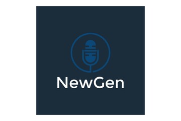 podcast logo design with line style