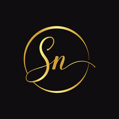 Initial SN letter Logo Design vector Template. Abstract Script Letter SN logo Design