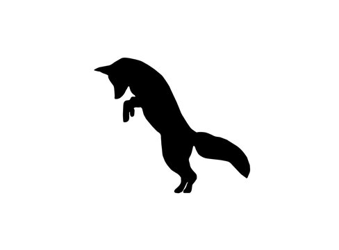 fox silhouette jump and hunt vector for logo design