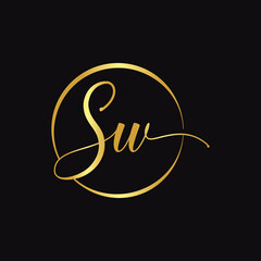 Initial SW letter Logo Design vector Template. Abstract Script Letter SW logo Design