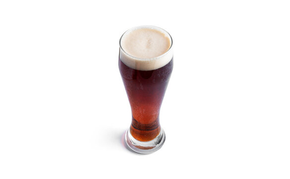 Glass of dark beer on white background. High quality photo