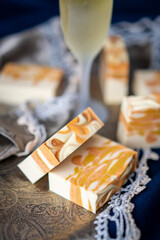 Obraz na płótnie Canvas Bars of fresh luxury handmade soap only with natural ingrediens