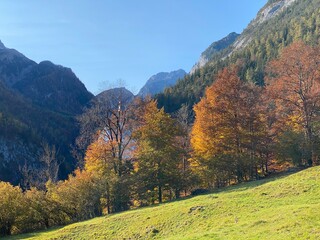 Wanderweg auf dem Heuberg  zum Kloster Benediktiner Abtei St. Georgenberg in der Nähe von Schwaz Vomp Fiecht Stans Tirol Österreich im Herbst