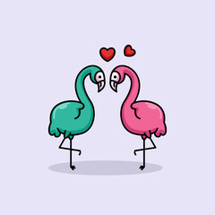 Couple flamingo in love Valentine's Day