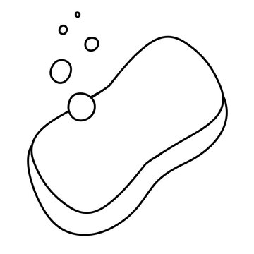 Soap bar with foam bubbles, black and white hand drawn doodle vector