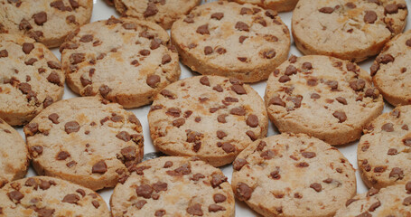 Chocolate chip cookies on plate