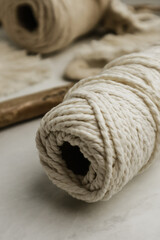 Cotton therads on light background