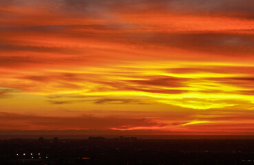 Cloudy Red and Yellow Los Angeles Sunset