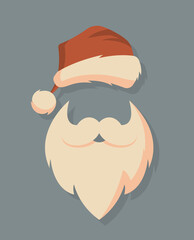 Vector Santa face with hats, mustache and beards. Christmas Santa design elements. Holiday icon