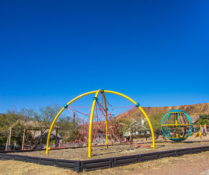 Modern Climbing Apparatus At Childrens Playground