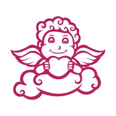 Cupid character with love, silhouette version