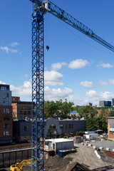 Fototapeta na wymiar Vertical view of a crane on a construction site in Montreal