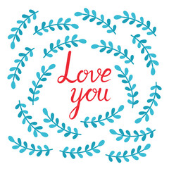 Fototapeta premium Romantic background with floral twigs. Valentine vector background