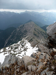 Fototapeta na wymiar Mountain hiking tour to Daniel mountain in Tyrol, Austria
